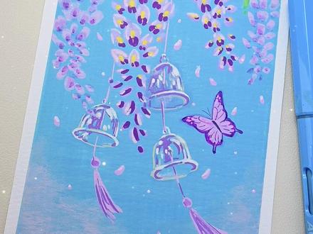 完整版|紫藤花下的风铃 #画画 #丙烯马克笔 #紫藤花 #一起学画画 #青年创作者成长计划