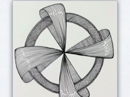 第315幅,今天画的是绕在圆环上的飘带造型,简约又富有层次感,喜欢的朋友们 一起画起来吧❤️#解压禅绕画 #禅绕画基础图样 #手绘教程 #线条缠绕 #跟着抖音学画画