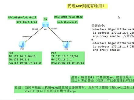 什么是代理ARP?是ARP协议的一个变种,它能使得在不影响路由表的情况下添加一个新的路由器,使得子网对该主机来说变得更透明化。其作用是在网络中代替其他主机对ARP请求进行应答。#华为网络工程师 #路由器配置 #网络技术教程 #交换机调试 #技术分享