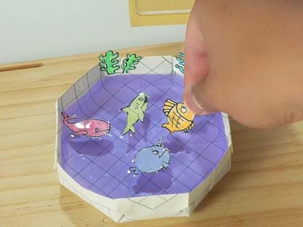 教你用纸做小鱼缸,在桌面上养鱼~ #折纸 #鱼缸 #创意手工