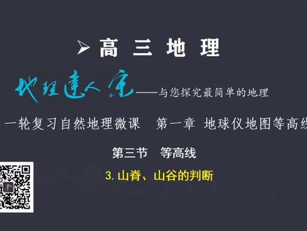 高三自然地理第一章地球仪地图等值线第三节等高线3山脊山谷判断 #地理 #高考地理知识 #高三地理 #河流流向