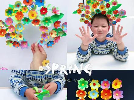 春日美育 | 非遗剪纸簪花🌸把春天戴在头上#亲子手工 #春天 #幼儿园手工 #剪纸 #手工diy