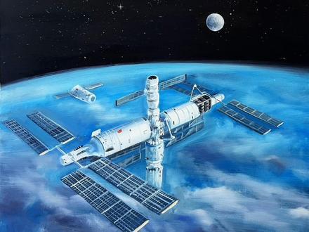 《“神舟”赴约,邂逅“天宫”》 当蔚蓝星球的弧线在漆黑宇宙中晕染开一片温柔,一幅人类探索宇宙的壮丽画卷正在苍穹之上徐徐铺展——神舟二十三号载人飞船如一枚闪耀着智慧光芒的银色箭矢,精准穿行于星辰之间稳稳对接于“天宫”空间站天和核心舱的径向端口。这一刻地球的呼吸与太空的脉搏在距离地表400公里的轨道上完成了最浪漫的共鸣。神舟二十三号的这次赴约,不仅是技术的胜利,更是梦想的传承。此刻我们抬头仰望,那片被地球之光晕染成靛蓝的宇宙深处,有着一座名为“天宫”的空间站,正带着东方的智慧与浪漫,在星辰与大海的诗篇里,谱写出属于华夏儿女的壮丽篇章。#神舟二十三号 #天宫空间站 #神舟二十三号成功对接空间站 #中国航天 #航天绘画