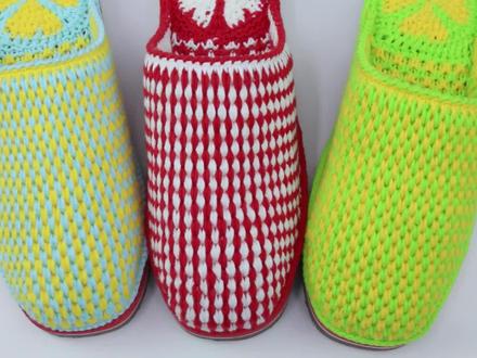 雅馨绣坊四股棉勾拖鞋-条纹款-第一部分 #手工diy #手工拖鞋教程 #钩鞋