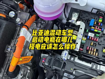 比亚迪混动车型的启动电瓶为什么没放在前机舱里面?需要搭电应该怎么操作?车主必备小技能!#比亚迪 #唐dmi #汉dmi #秦plusdmi #宋plusdmi