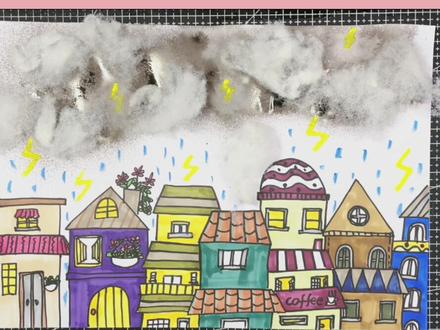 少儿美术~《打雷下雨》打雷啦!下雨啦!回家收衣服啦……#创意儿童美术 #马克笔儿童画 #一起学画画 #简笔画