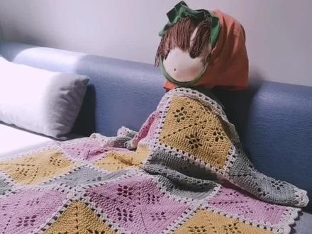 芒果--宝宝毯子(四) 完 拼花毯子##毛线编织 #手工 #钩针编织 #玩毛线