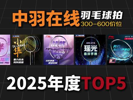 盘点中羽在线2025年度TOP10(300-600价位) #羽毛球拍 #羽毛球拍推荐 #羽球人 #熏风河北省队 #羽毛球