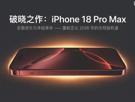 iPhone18 Pro Max 全能机皇终极进化 iPhone18 Pro Max,直接杀疯了!
2nm芯片+5000mAh大电池,续航焦虑,彻底拜拜~
屏下Face ID真全面屏+144Hz高刷,45W快充拉满体验,还有可变光圈主摄,补全影像短板。
这波直接把全能机皇,焊死在天花板上!
#苹果18ProMax #苹果新机爆料 #手机旗舰机 #数码科技新品 #iPhone