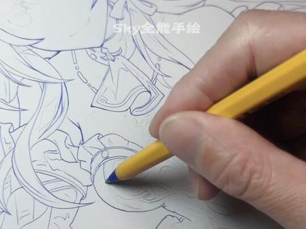 前面画太简单了,现在勾画难一点的。 #再创世的凯歌 #崩坏星穹铁道 #手绘 #大黑塔 #跟着抖音学画画