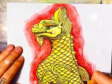 故宫博物院屋脊神兽之押鱼手绘#故宫 #龙生九子 #押鱼 #故宫文化 #传承 #手绘