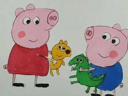 佩奇对抗乔治 #小猪佩奇 #小猪佩奇简笔画 #小猪佩奇手绘