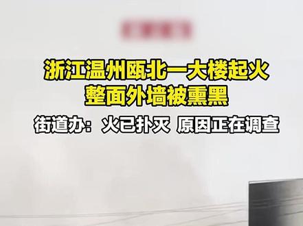 浙江温州瓯北一大楼起火,整面外墙被熏黑 街道办:火已扑灭,原因正在调查(来源:新京报)