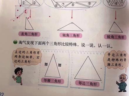 北师大版小学数学四年级下册,第22页《三角形分类》内容讲解!#每天跟我涨知识 #每日分享 #今日学习打卡