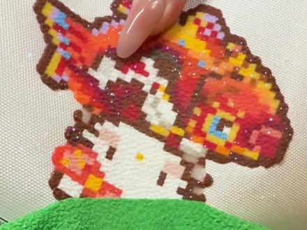 如何在没有格利特纸的情况下做出差不多的效果#一般人不告诉他 #拼豆 #我染上了拼豆 #拼豆教程