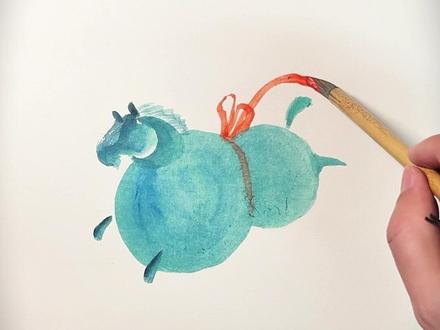 马年送马送福禄, 好画到全是圆形的水墨画,快来试试画个马送人啊#画画我是认真的 #原创国画 #抖音非遗联欢会 #一见爱上传统文化 #国画也抖音