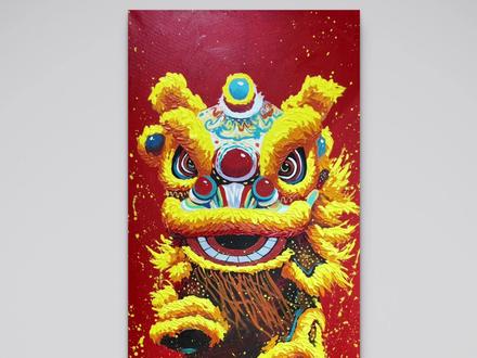 为新年画一张喜庆的醒狮献瑞图!醒狮醒国魂,击鼓振精神!#画画 #非物质文化遗产手工制作 #醒狮 #舞狮 #贺新年