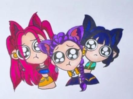 猎魔女团来啦 #看动画学画画 #二次元 #创意简笔画 #亲子