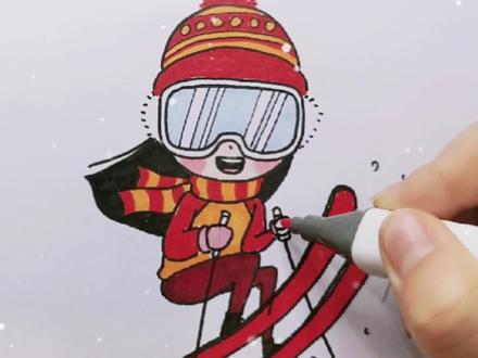 冬奥会怎么画?十秒教你画滑雪小人。#简笔画 #儿童简笔画 #绘画#冬奥会#2022北京冬奥会 @DOU+小助手