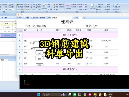 e筋3D建模软件料单导出到图形版或翻样表 #钢筋工 #建筑工程 #工程造价