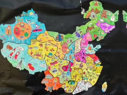 少儿手绘地图🗺️礼赞美丽中国🇨🇳#创意美术 #儿童画