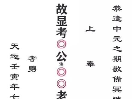 中元节冥包书写格式。