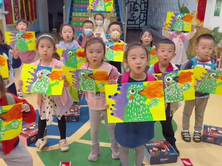 啊呜……喷火龙来喽🔥#儿童创意美术作品 #艺术启蒙 #喷火龙 #幼儿创意画教程 #一起学画画