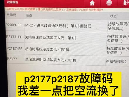 马3报p2177p2187故障码!我差一点把空流换了!