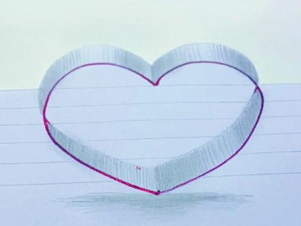 我们来画一个立体的爱心💗!#简笔画 #想画就画 #创意 #绘画 #简笔画教程 #有趣的创意 #创意美术