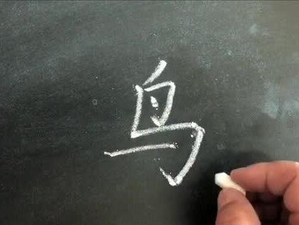 鸟字写法#要领:撇短,头小身子大,下折往里倾斜。