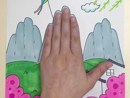 用手掌画清明节主题手抄报,超简单!#简笔画 #手掌画 #画画 #手抄报 #清明节手抄报