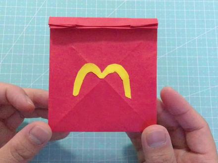 折纸教程:食物打包袋,麦当劳纸袋,礼物袋,伴手礼品袋