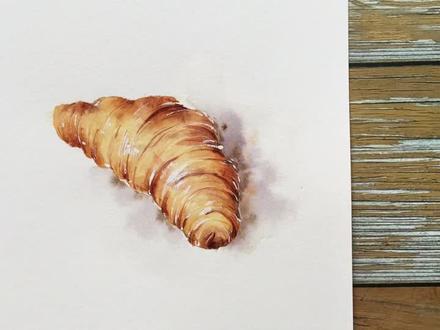 牛角包🥐水彩过程#水彩 #手绘 #画画 @抖音小助手