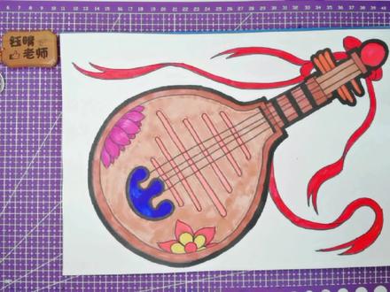 “琵琶”创意儿童画,它来咯!!!(谢谢大家喜欢)@抖音小助手 #创意画 #儿童画#教程