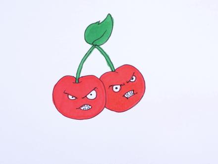 画一个樱桃炸弹简笔画,保护我们家的菜园子 #樱桃炸弹 #植物大战僵尸 #植物大战僵尸简笔画 #简笔画教程