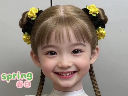简单好看的花苞丸子头#儿童编发 #丸子头 #花苞丸子头