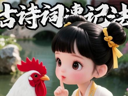 《画鸡》如何用平凡之鸡展现不凡气概? #启蒙早教 #诗词 #国学文化 #儿童动画 #语文
《画鸡》是明代诗人唐寅为自己的画作题写的七言绝句。描绘了公鸡的威武,写出了它的高洁。把鸡这种家禽的神态气质和报晓天性展现的淋漓尽致。它平时不多说话,但一说话大家都响应,由此表达了诗人的思想和抱负,从此诗还可看出诗人“不避口语”的写诗特点,富有儿歌风味。
①作品原文
头上红冠不用裁,满身雪白走将来。
平生不敢轻言语,一叫千门万户开。
②词语注释
⑴裁:裁剪,这里是制作的意思。
⑵将:助词,用在动词和来、去等表示趋向的补语之间。
⑶平生:平素,平常。
⑷轻:随便,轻易。
⑸言语:这里指啼鸣,喻指说话,发表意见。
⑹一:一旦。
⑺千门万户:指众多的人家。
③译文
鸡头上的红色冠子不用裁剪,因为是天生的,它身披雪白的羽毛雄赳赳地走来。
它的一生从来不敢轻易鸣叫,但是它叫的时候,千家万户的门都会打开。
④创作背景
《画鸡》是明代中后期时诗人为自己所画的一只大公鸡所题的诗,诗人画完这只高昂的公鸡后写好的诗,在当时统治阶级内部斗争泛滥的年代,托物言志,用通俗流畅的词语描绘了画作中那只羽毛雪白,冠顶通红的公鸡。
⑤作者简介
唐寅(1470—1523),字伯虎,一字子畏,号六如居士、桃花庵主、鲁国唐生、逃禅仙吏等,汉族,南直隶苏州吴县人。明代著名画家、文学家。据传他于明宪宗成化六年庚寅年寅月寅日寅时生。他玩世不恭而又才气横溢,诗文擅名,与祝允明、文征明、徐祯卿并称“江南四大才子(吴门四才子)”,画名更著,与沈周、文征明、仇英并称“吴门四家”。