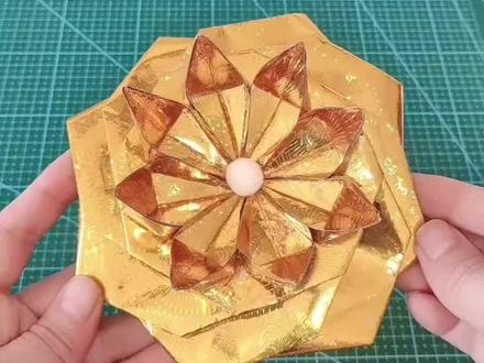 《八角莲花》#手工折纸教程 #非遗传承 #叠元宝
