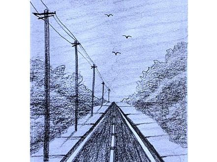 零基础也能画!1分钟学会超简单公路风景画#零基础学画画 #画画 #画画其实很简单 #绘画过程分享 #创作灵感
