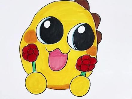 我画的拿花的奶龙能得100分吗?#脑洞大开 #表情包 #限时表情包 #一起学画画 #儿童创意手工