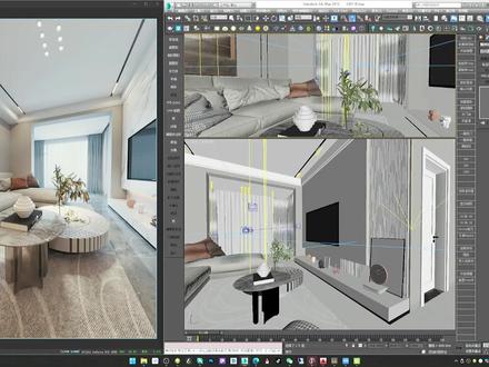 3DMAX 光追实时渲染,关于锁定联动窗口的方法!#enscape渲染 #corona #3d效果图 #vray #设计师日常 @DOU+小助手