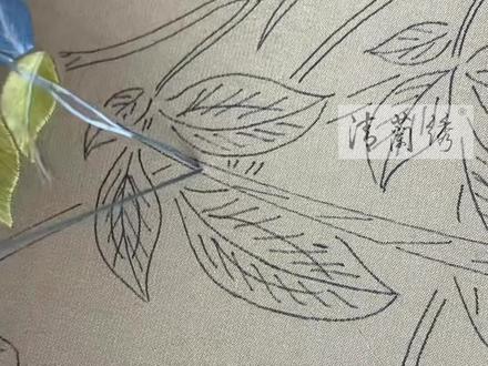 清兰绣《长春图》兰花叶子刺绣教程 #清兰绣 #刺绣教程 #刺绣diy #刺绣教学 #刺绣针法教程