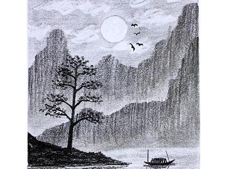 每天一幅治愈画:零基础也能画的山水小风景#零基础学画画 #零基础风景画教学 #绘画过程分享 #画画其实很简单