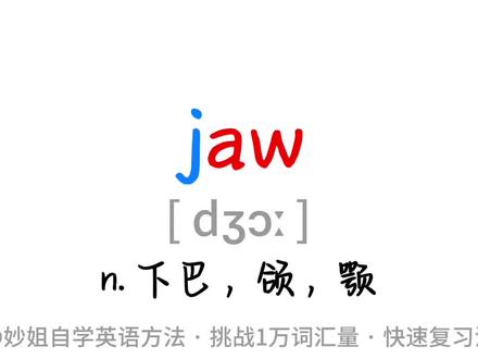 下巴下颌颚骨
jaw
#小学英语 #背单词 #零基础英语 #自然拼读 #单词速记