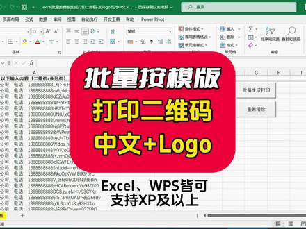 excel批量按模板生成打印二维码-加logo支持中文 #办公软件技巧 #vba教程 #二维码生成 #职场干货