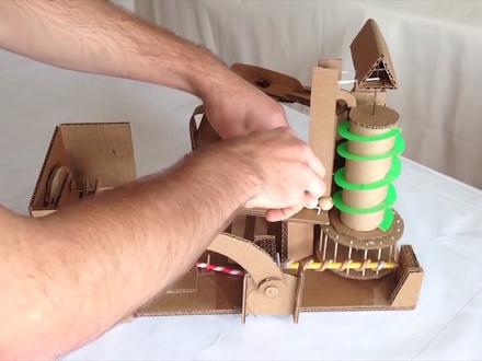 自制迷你纸板弹珠抬升与轨道