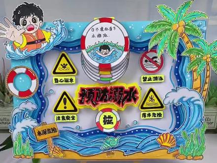 防溺水立体手抄报教程 漂亮的防溺水立体机关小报,夏日#防溺水手抄报,安全自护手抄报,生命至上安全第一!#小学生安全#预防溺水#手抄报作业