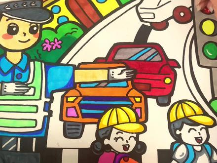 文明出行、礼让斑马线#简笔画 #少儿美术 #主题画 #一起学画画 #创意美术 #儿童画 #简笔画教程 #绘画过程 #少儿创意绘画 #交通安全主题画