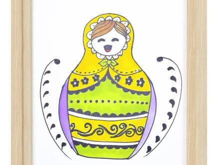 买不到俄罗斯的套娃,那就自己画一个吧!#俄罗斯套娃 #简笔画