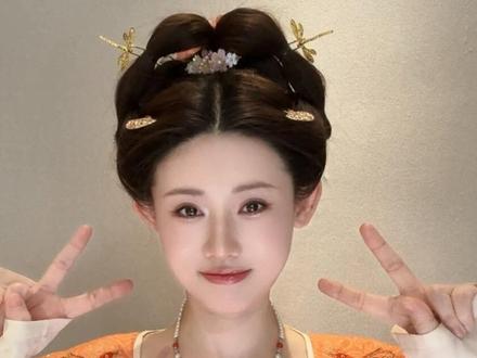 小唐风 | 全真发汉服发型教程 #汉服发型简单扎法 #汉服发型教程 #汉服发型#汉服发型简易发型 #发型教程